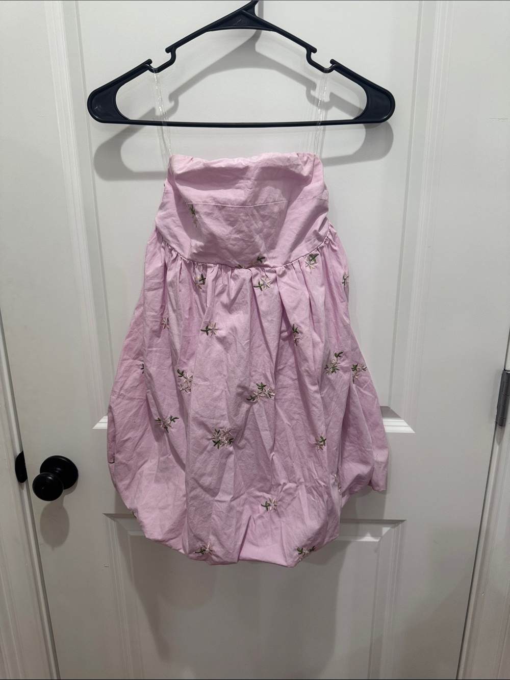 HYFVE Light Pink Strapless Embroidered Bubble Dress